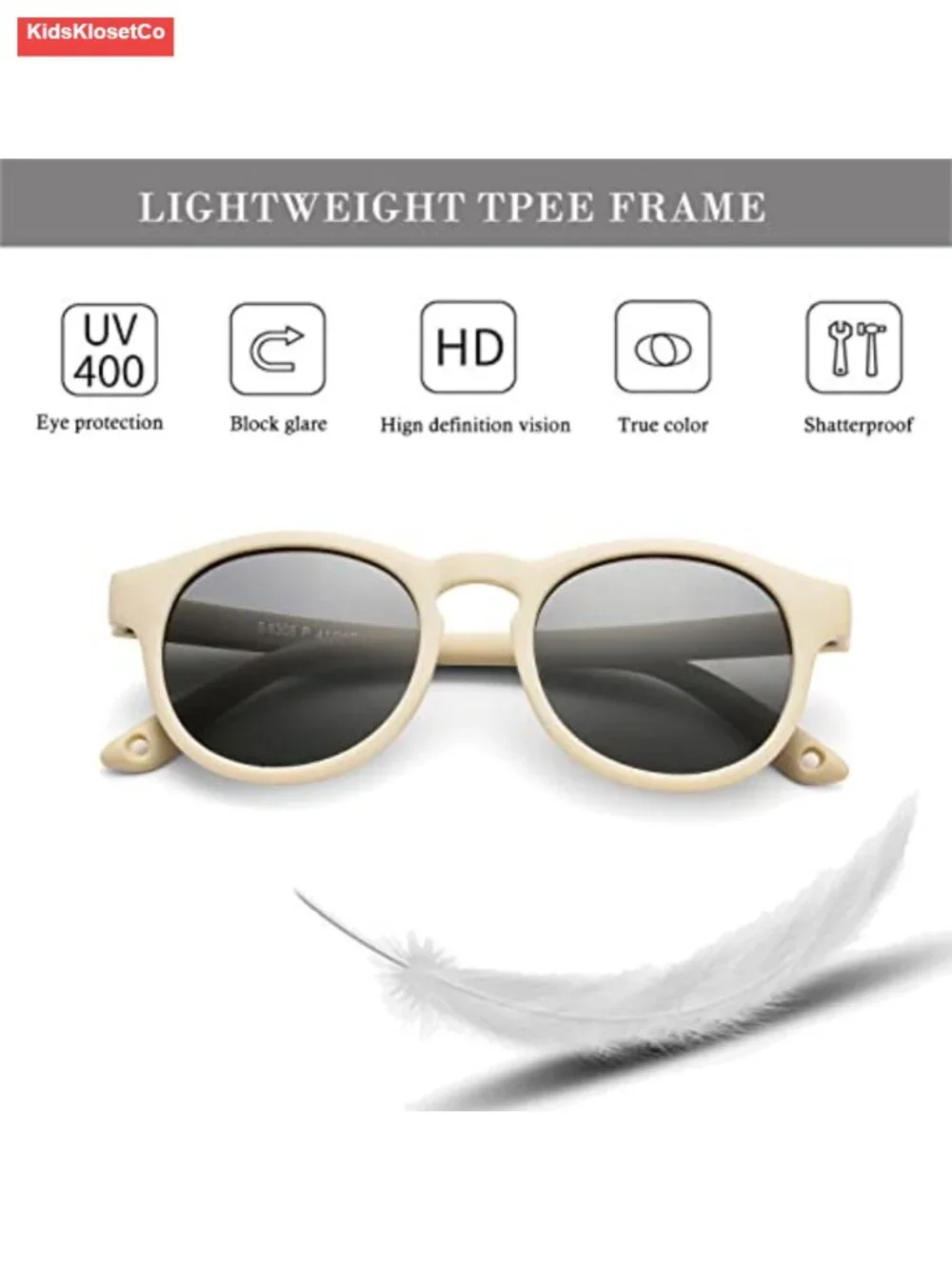 Polarized Baby Sunglasses with Flexible TPEE Frame and Strap for Toddlers